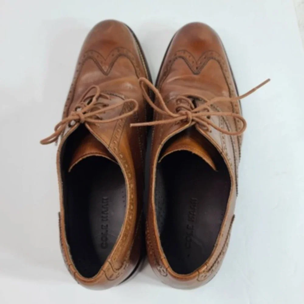 Cole Haan Mens Williams Oxford Dress Shoes Brown Lace Up Wingtip 10.5M